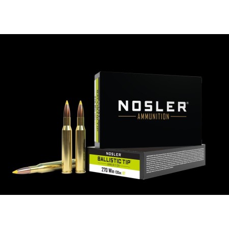 Cartouches NOSLER calibre 270 win ballistic tip 130gr x20