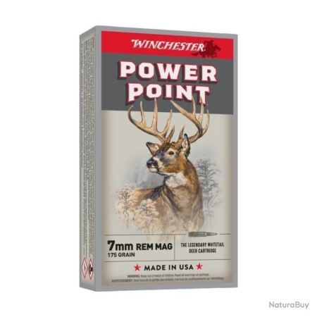 CARTOUCHES WINCHESTER 7MM REM MAG POWER-POINT – 175gr / x20