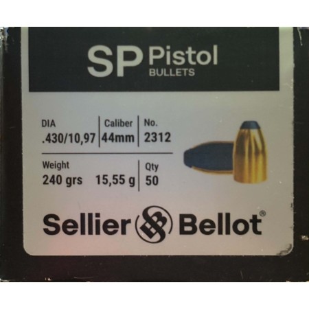 Ogives Sellier & bellot calibre 44mag SP 240grs x50