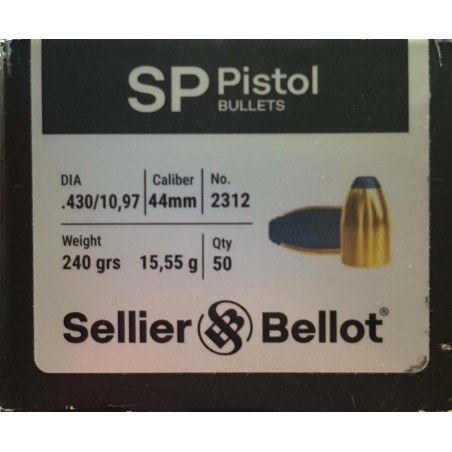 Ogives Sellier & bellot calibre 44mag SP 240grs x50
