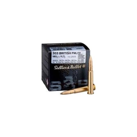 Cartouches Sellier & Bellot calibre 303 BRITISH FMJ 180grs 11.7g x50