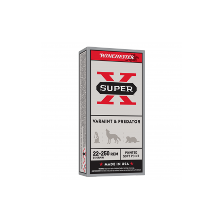 Munition grande chasse Winchester Cal 22-250 REM POWER POINT x20