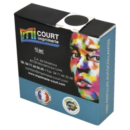 Boite de 1000 Gommettes noires Diam.19mm