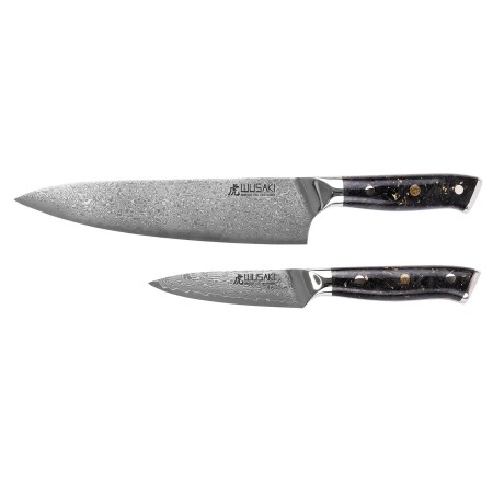 Coffret 2 couteaux Wusaki Sakin Damas 10Cr Chef + Office
