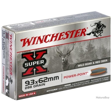 Cartouches WINCHESTER calibre 9.3x62 POWER POINT 286grs...