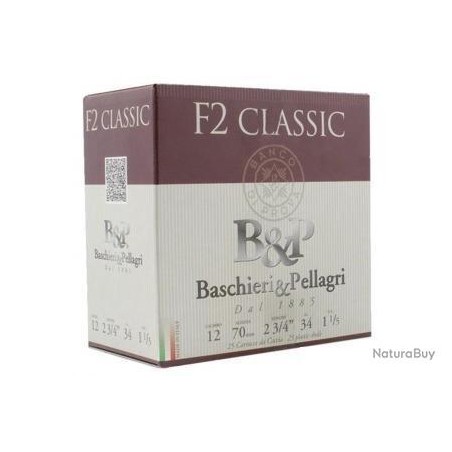 Cartouches Baschieri & Pellagri F2 classic calibre 12/70 34g n°7 bourre jupe x25
