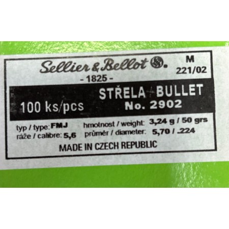 Ogives Sellier & Bellot calibre 223 FMJ diam 5.6 3.24g...
