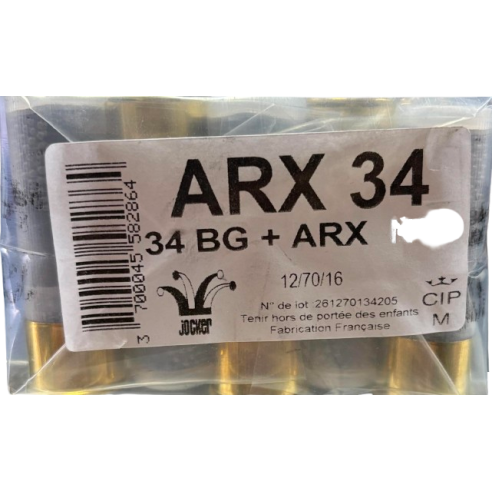 Cartouches JOCKER ARX 34 calibre 12/70 34g...
