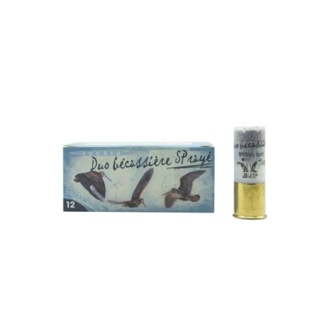 Cartouches JOCKER DUO BECASSIERE spécial Rayé calibre 12/70 34grs bourre piston n°8 et 10 x10