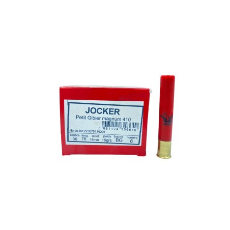 Cartouches JOCKER calibre 410 magnum 36/76 19grs bg n°6 x25