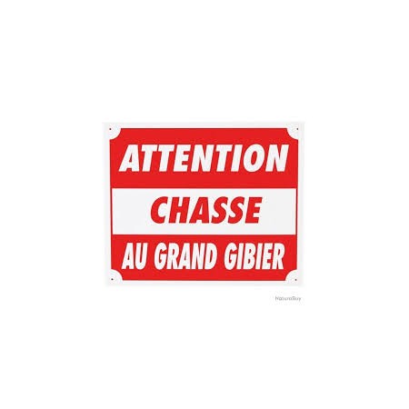 Panneau "Attention chasse au grand gibier" en alu 25x30cm