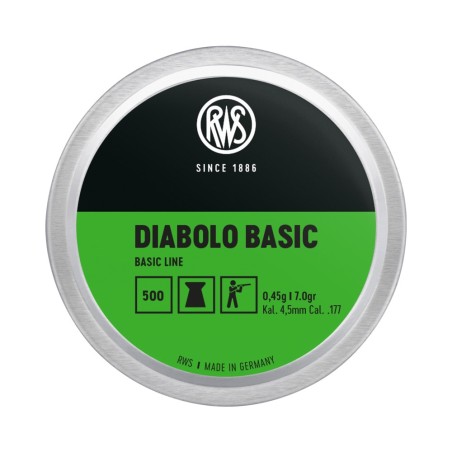 Plombs RWS diabolo basic tête plate 0.45g 4.5mm x500