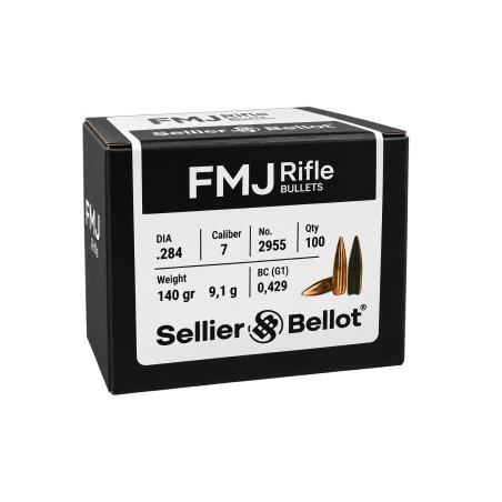 Ogives Sellier & Bellot calibre 7mm FMJ dia. 284 140gr 9.1g x100