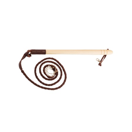 Fouet de chasse vénerie manche bois, flotte cuir