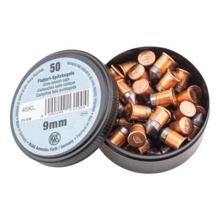 CARTOUCHES RWS CALIBRE 9MM FLOBERT BALLE CONIQUE