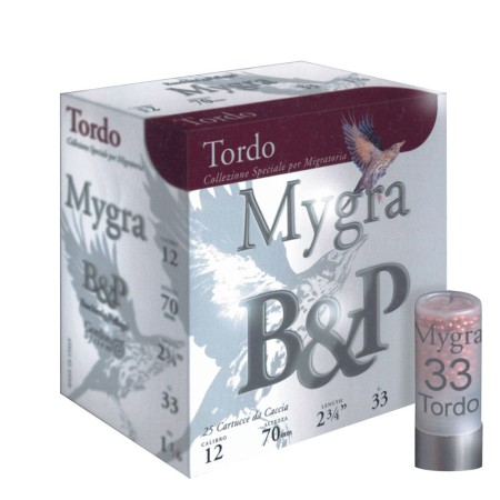 CARTOUCHE tortora mygra B&P calibre 12/70 33g n° 7.5 x25