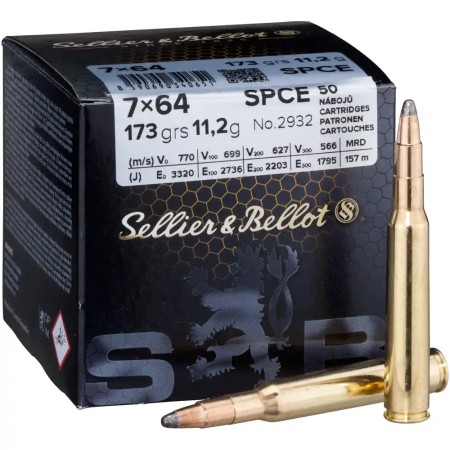 Cartouche Sellier & Bellot calibre 7X64 SPCE 173grs 11.2g...