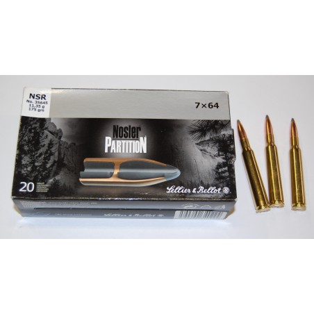 Cartouche Sellier & Bellot calibre 7X64 NOSLER PARTITION 175grs 11.35g x20