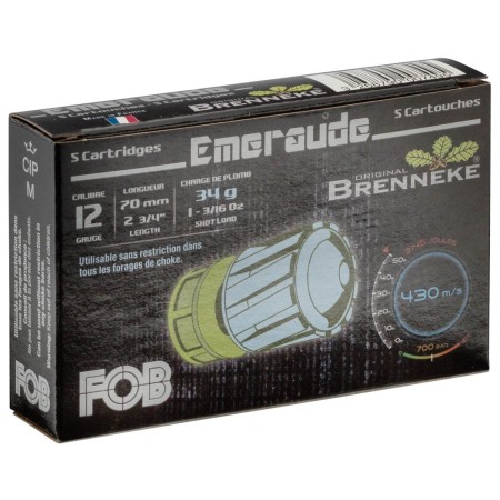 CARTOUCHES FOB BRENNEKE EMERAUDE calibre 12/70 34g x5