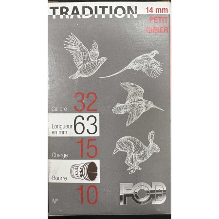 CARTOUCHES FOB calibre 32/63 (14 MM) bj 15g n°10 x10