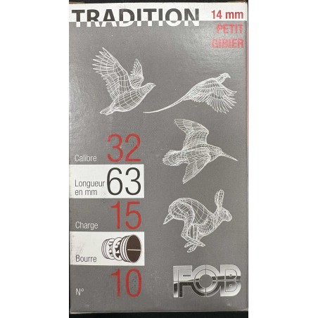CARTOUCHES FOB calibre 32/63 (14 MM) bj 15g n°10 x10